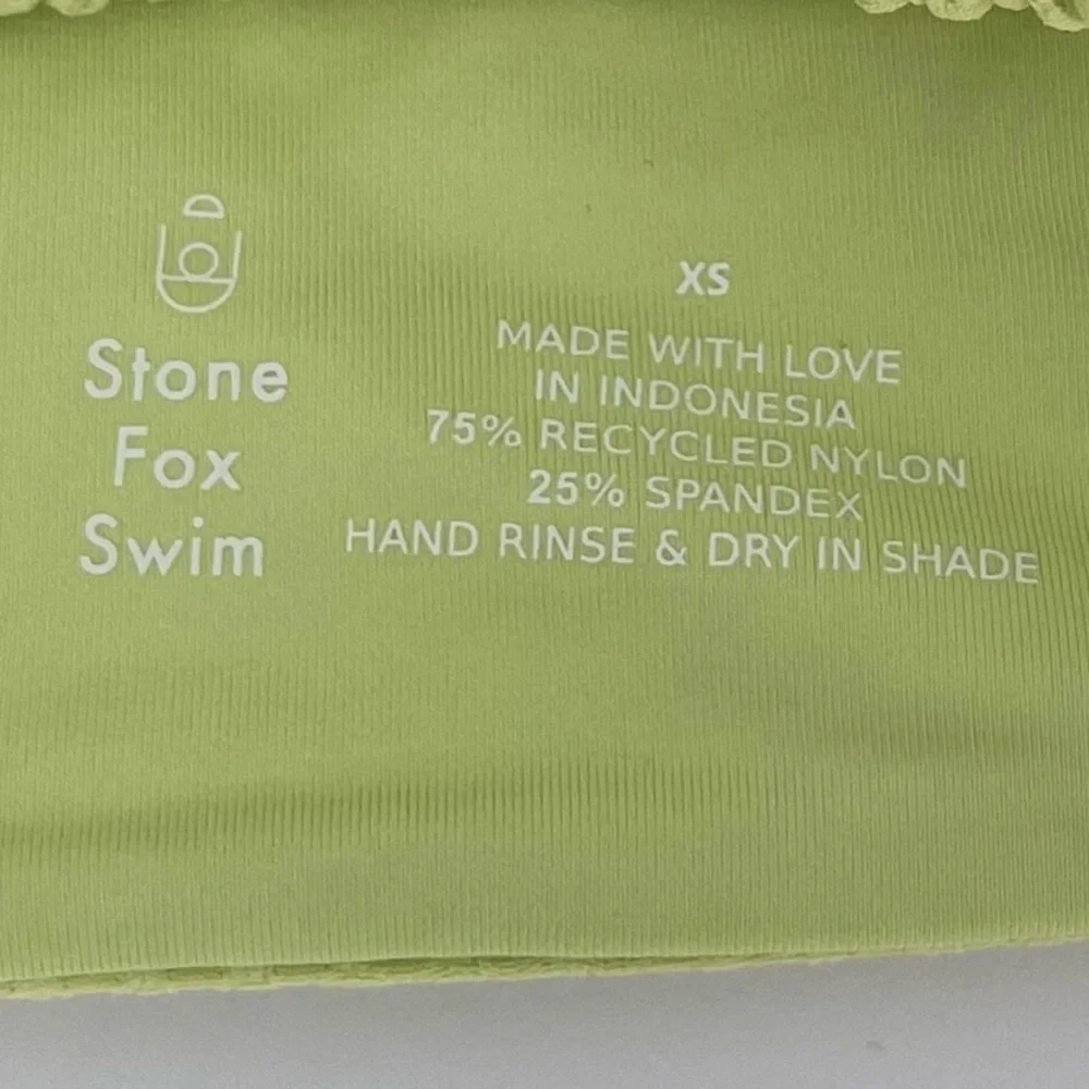 Stone Fox Swim Womens Bralette Bikini Top Size XS Light Green Butterfly Pique